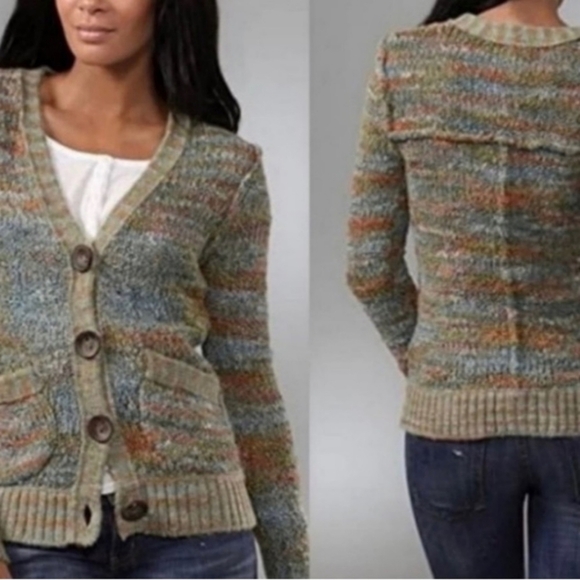 Free People Marled Button Front Cardigan Wool Alpaca Blend - Picture 2 of 2